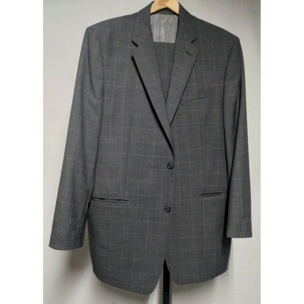 Calvin Klein 2-Piece 100 percent wool-laine Charcoal gray suit, sz 42 L,